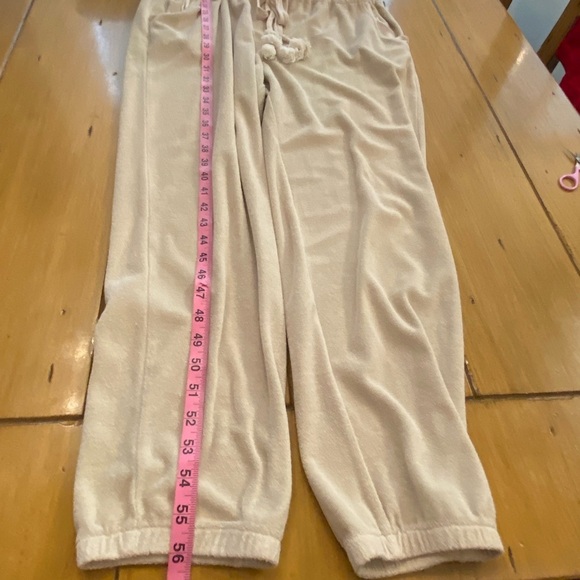 Women’s Tan Jumpsuit Sleeveless Adjustable Tie Waist Cropped Leg Terry large - Picture 7 of 13